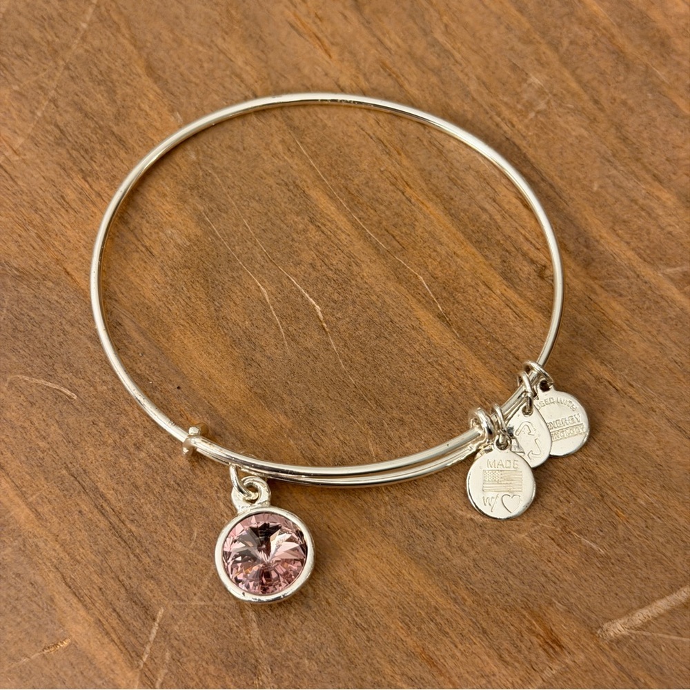 Alex and Ani Silver Bracelet with Pink Charm